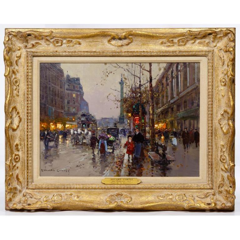 Edouard Cortes (French, 1882-1969) "Place de la Bastille" Oil on Canvas