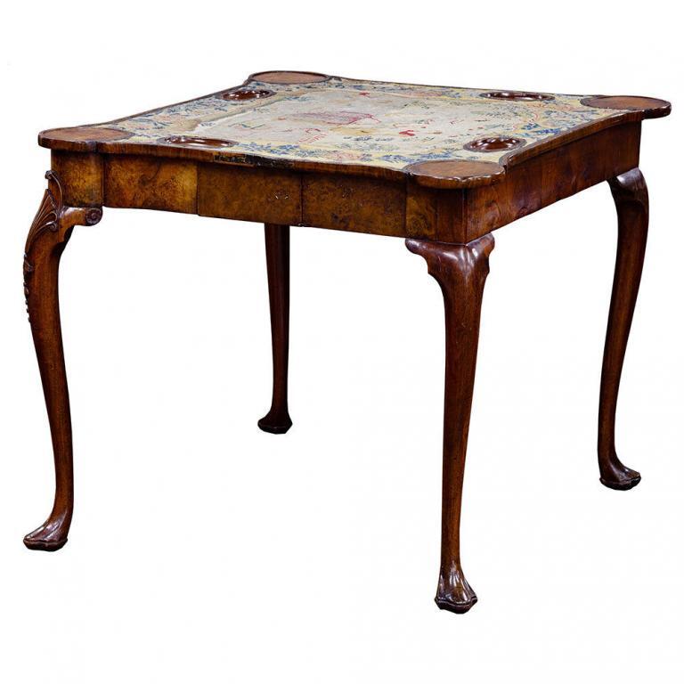 ENGLISH GEORGE I BURL WALNUT GAME TABLE