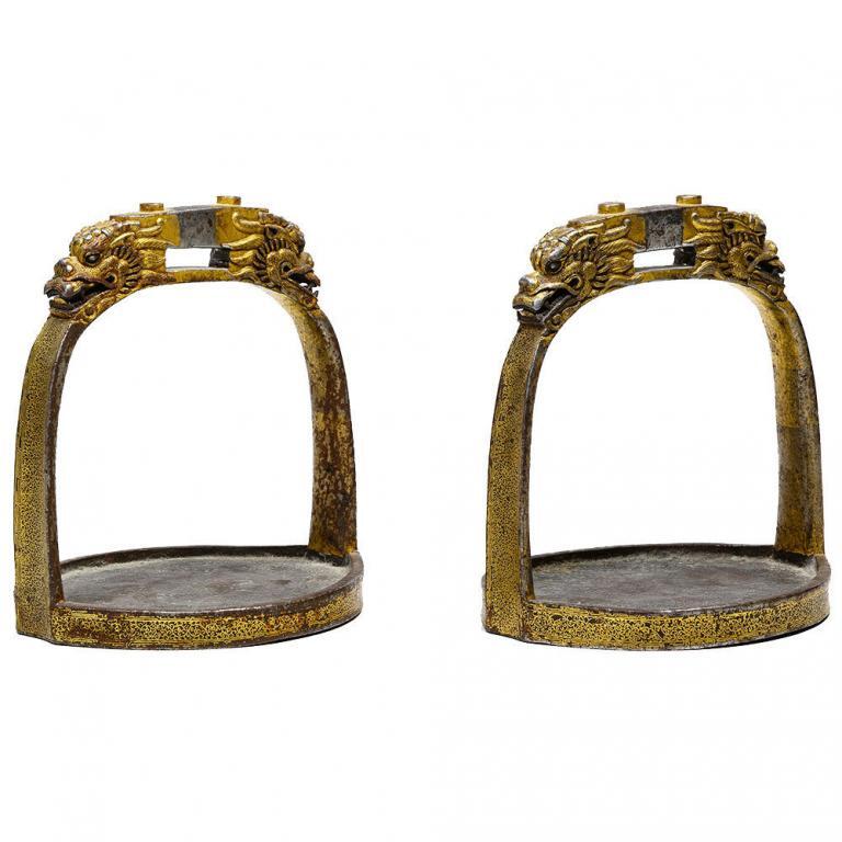 Tibetan Gold Inlaid Stirrups