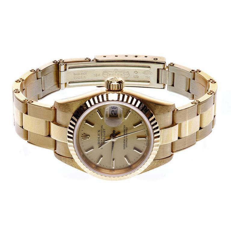 Rolex 18k Yellow Gold Case and Band DateJust Ladies Automatic Wrist Watch