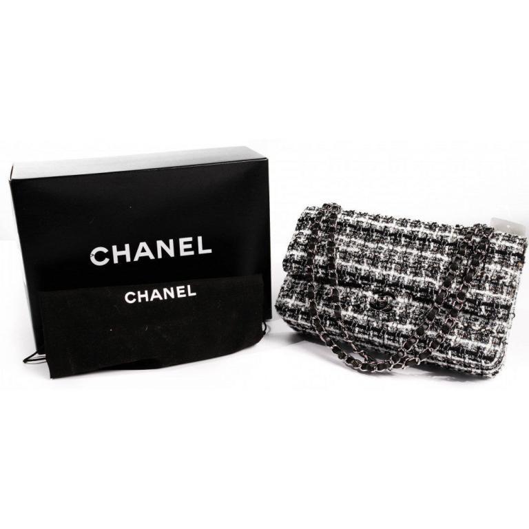 Chanel Classic Quilted Tweed Double Flap Handbag